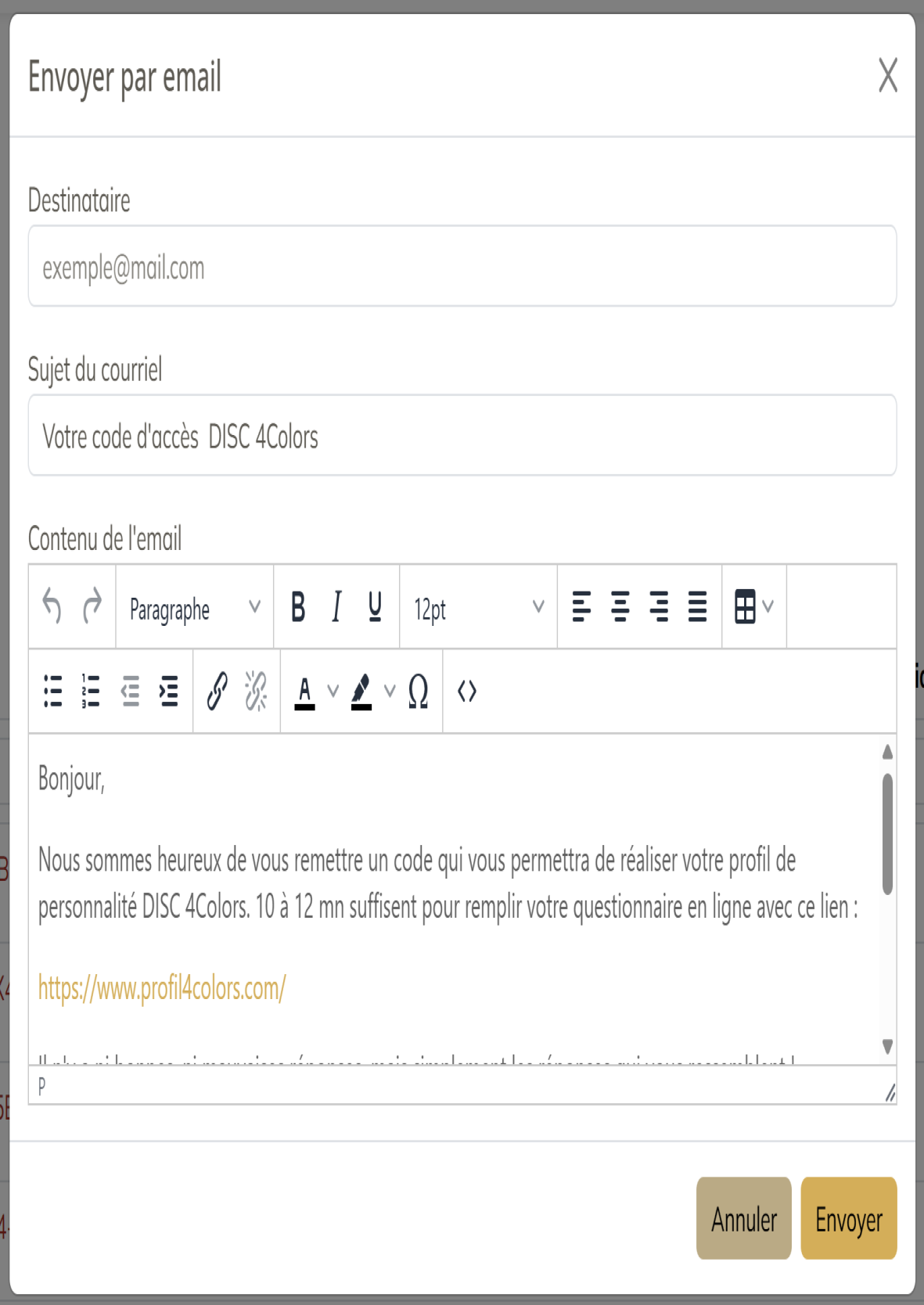 Cr&eacute;ation du profil de groupe 4colors disc